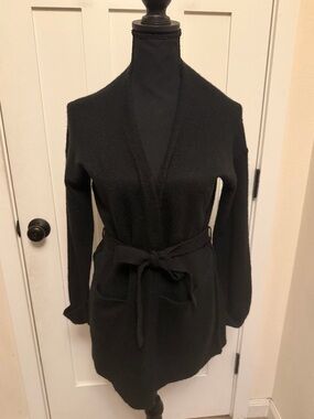 Ann Taylor loft Wool Blend XS Petite Black Belted Cardigan Sweater Wrap Style